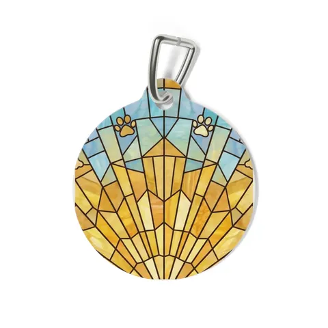 Faith Flag Sunburst Sanctuary Pet Tag — back view