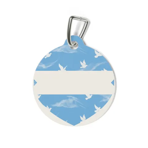 Faith Flag Dove on Sky Blue Pet Tag — back view