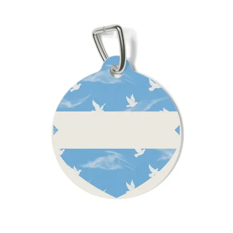 Faith Flag Dove on Sky Blue Pet Tag — front view