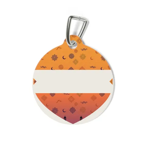 Faith Flag Mosque Sunset Silhouette Pet Tag — back view