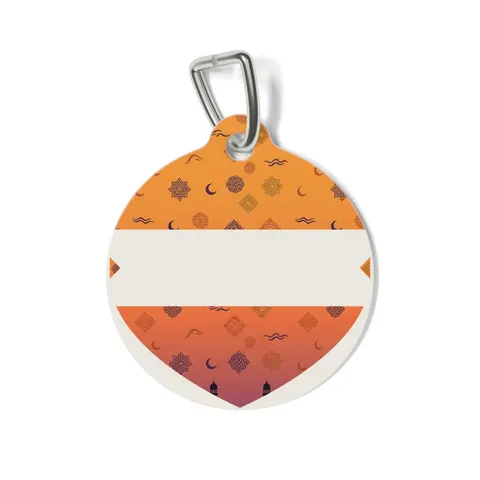 Faith Flag Mosque Sunset Silhouette Pet Tag — front view
