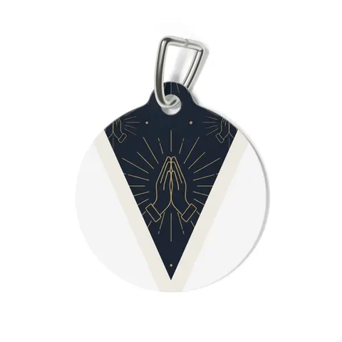 Faith Flag Praying Hands Silhouette Pet Tag — back view