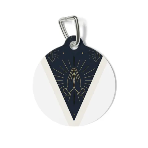 Faith Flag Praying Hands Silhouette Pet Tag — front view