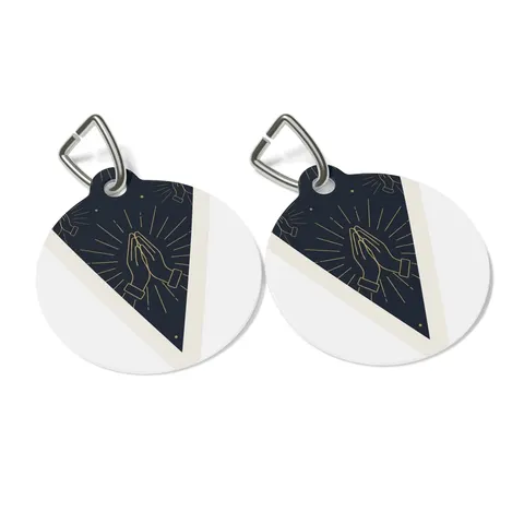 Faith Flag Praying Hands Silhouette Pet Tag — other view