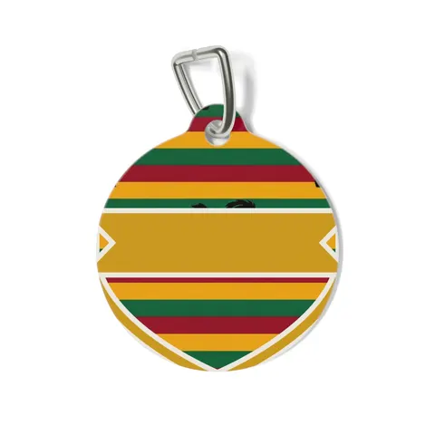 Rasta Flag Red Gold Green with Black Lion Pet Tag — front view
