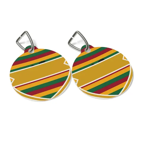 Rasta Flag Red Gold Green with Black Lion Pet Tag — other view