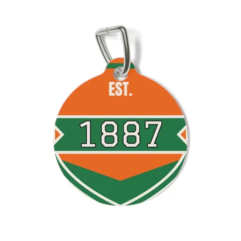 FAMU 1887 Orange & Green Energy Pet Tag — front view