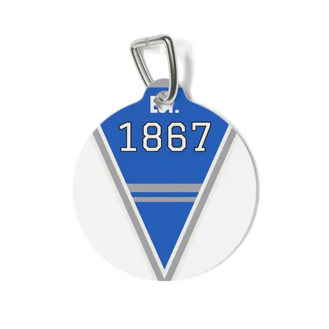 Fayetteville State 1867 Blue & Silver Pet Tag — front view