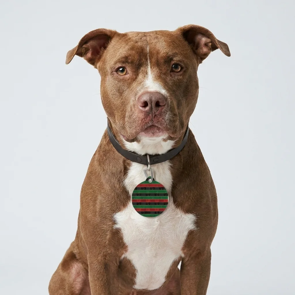 African Diaspora Continent Outline Pet Tag — lifestyle view