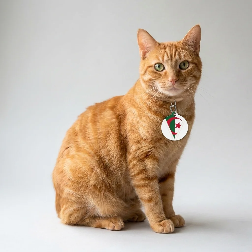 Algeria Green White Red Crescent Pet Tag — lifestyle view