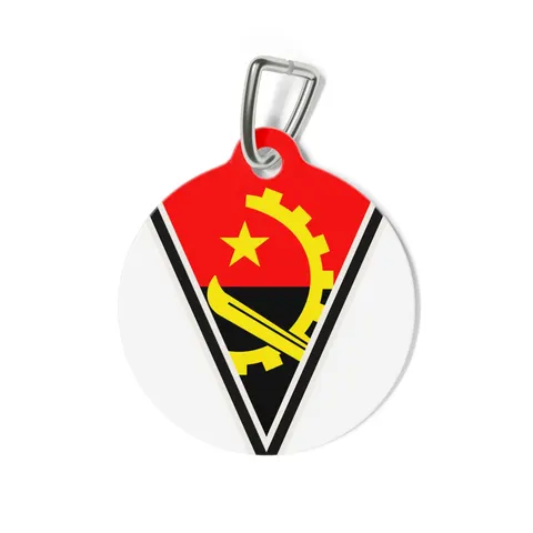 Angola Red Black & Emblem Pet Tag — back view