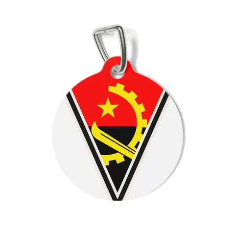 Angola Red Black & Emblem Pet Tag — front view