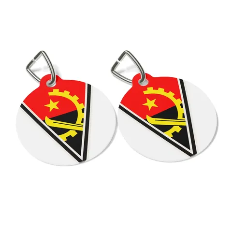 Angola Red Black & Emblem Pet Tag — other view