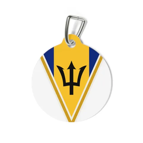 Barbados Blue Gold Trident Pet Tag — back view