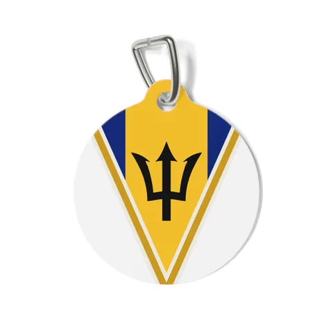 Barbados Blue Gold Trident Pet Tag — front view