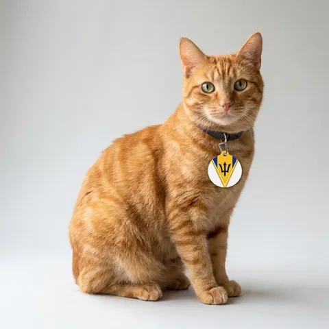 Barbados Blue Gold Trident Pet Tag