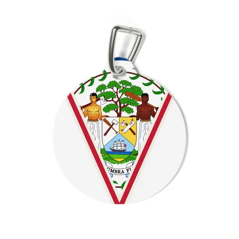 Belize Blue Red Emblem Pet Tag — back view