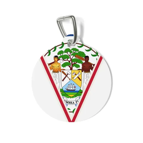 Belize Blue Red Emblem Pet Tag — front view