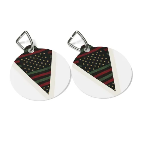 Black American Pan-African Stars & Stripes Pet Tag — other view