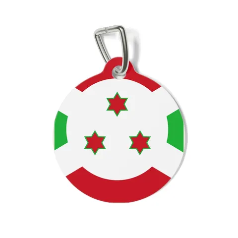 Burundi White Saltire Pet Tag — front view