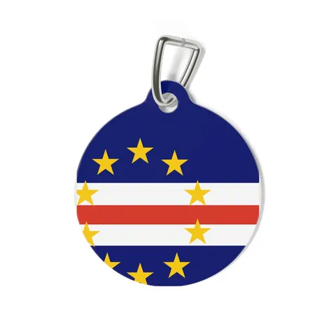 Cabo Verde Blue Stripe & Stars Pet Tag — back view