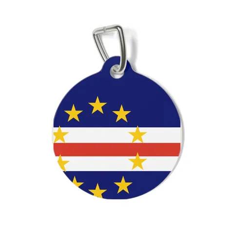 Cabo Verde Blue Stripe & Stars Pet Tag — front view