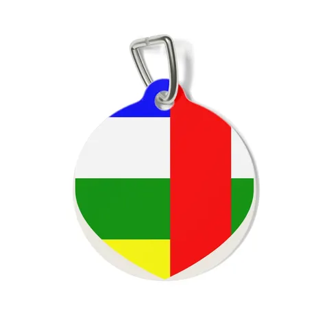 Central African Republic Stripes & Red Cross Pet Tag — front view