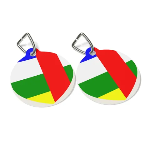 Central African Republic Stripes & Red Cross Pet Tag — other view
