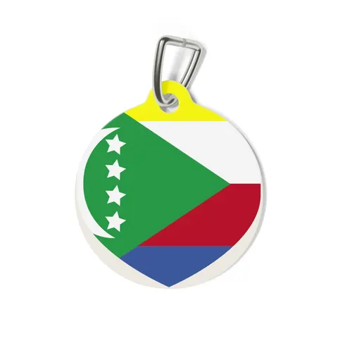 Comoros Green Triangle & Stripes Pet Tag — back view