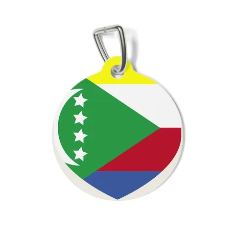 Comoros Green Triangle & Stripes Pet Tag — front view