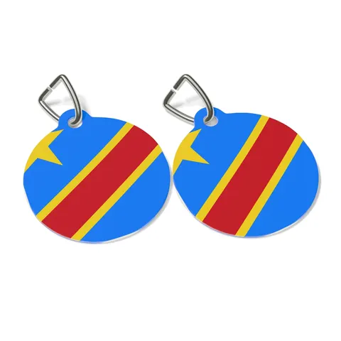 DR Congo Sky Blue & Red Diagonal Pet Tag — other view