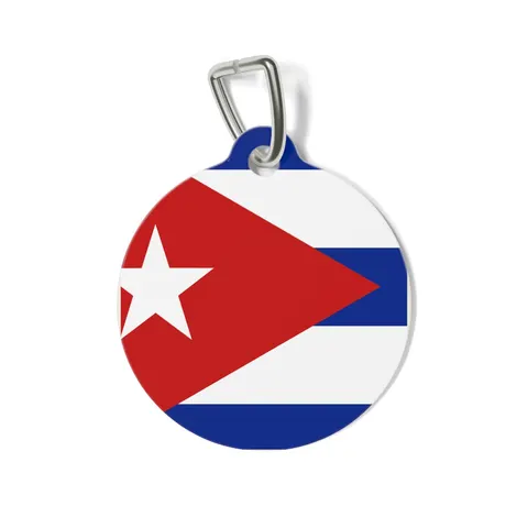 Cuba Blue Stripes & Red Triangle Pet Tag — front view