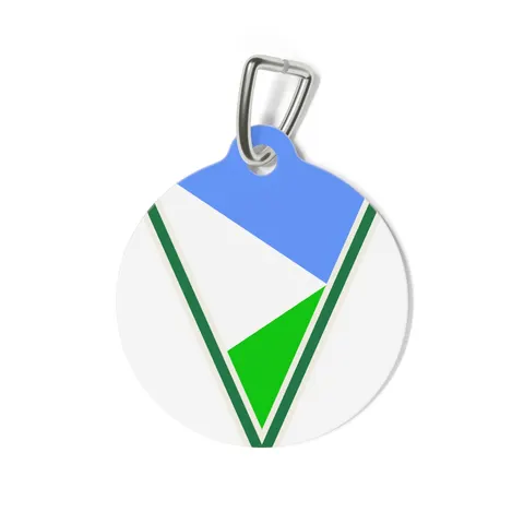 Djibouti Blue Green Triangle Pet Tag — back view