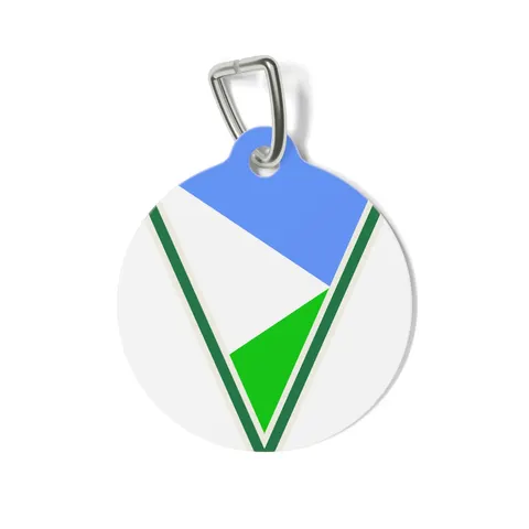 Djibouti Blue Green Triangle Pet Tag — front view