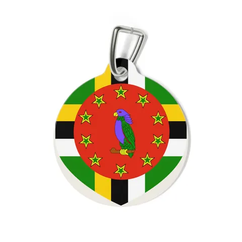 Dominica Green Cross & Circle Pet Tag — back view