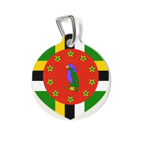 Dominica Green Cross & Circle Pet Tag — front view