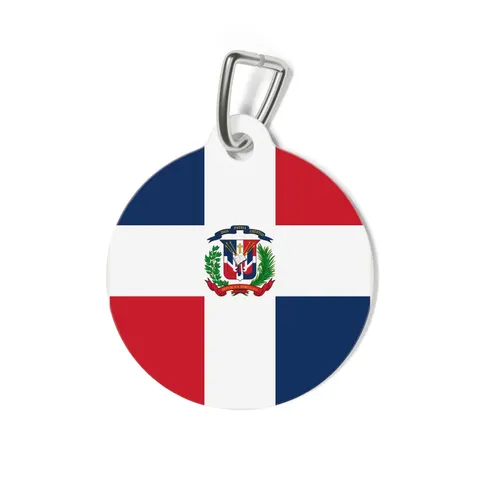 Dominican Republic Cross & Quarters Pet Tag — back view