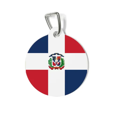 Dominican Republic Cross & Quarters Pet Tag — front view