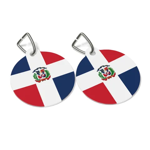 Dominican Republic Cross & Quarters Pet Tag — other view