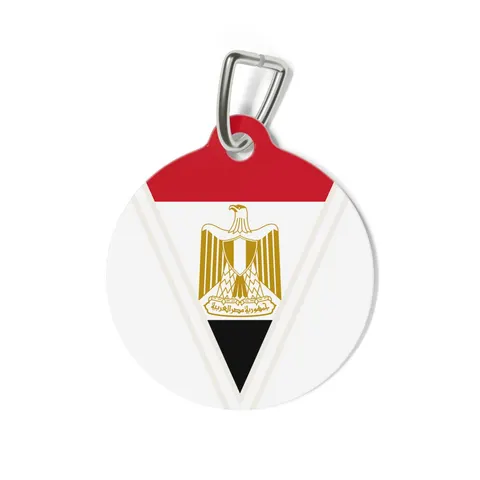 Egypt Red White Black Emblem Pet Tag — back view