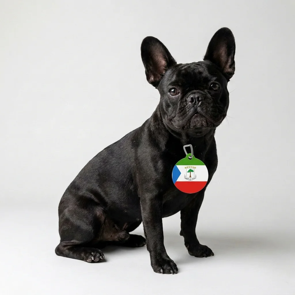 Equatorial Guinea Tricolor & Triangle Pet Tag — lifestyle view