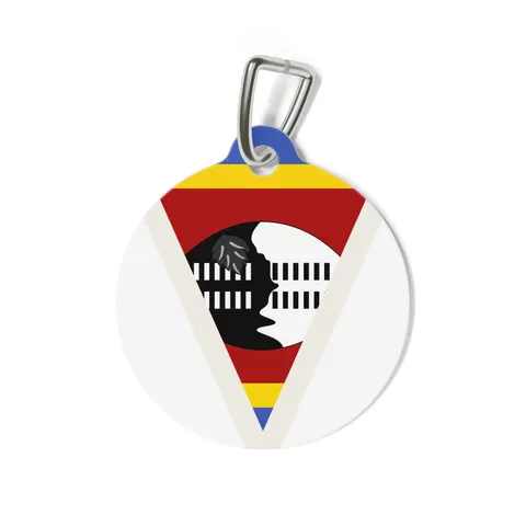 Eswatini Blue Red Yellow Shield Pet Tag — back view
