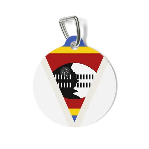 Eswatini Blue Red Yellow Shield Pet Tag — front view