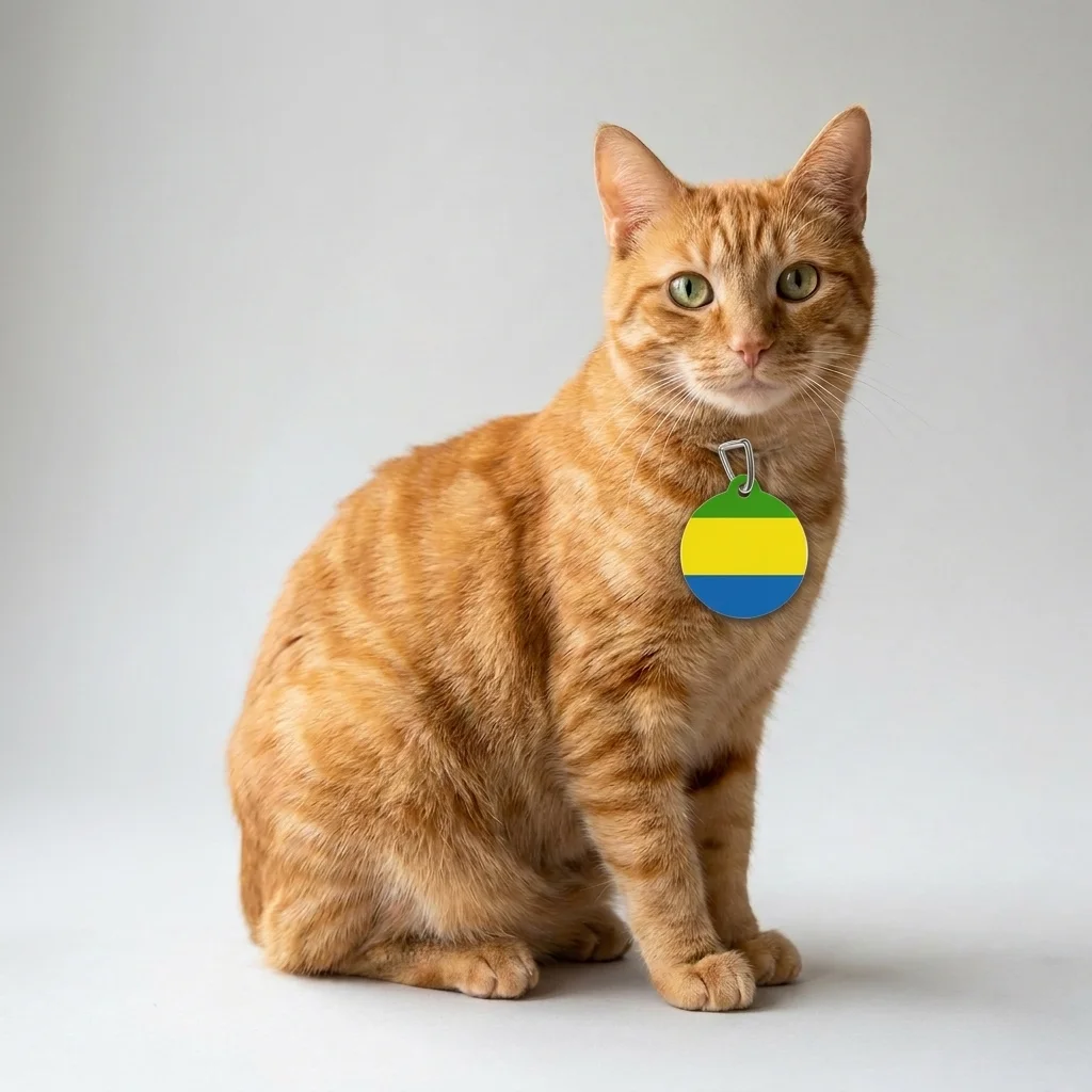 Gabon Green Yellow Blue Pet Tag — lifestyle view