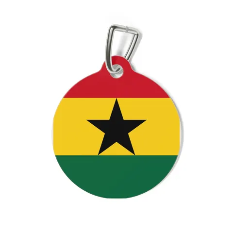 Ghana Red Gold Green & Star Pet Tag — back view