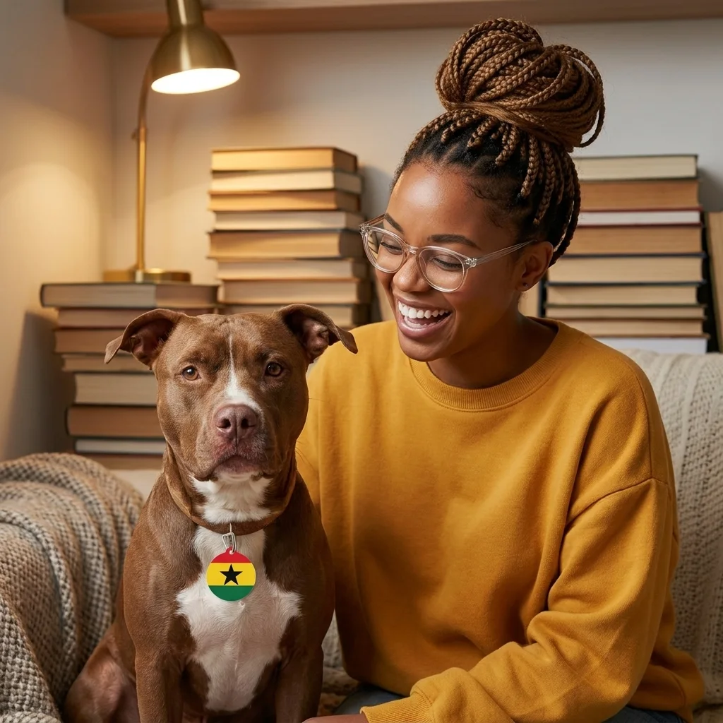 Ghana Red Gold Green & Star Pet Tag — lifestyle-owner view