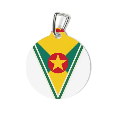 Grenada Red Green Gold Pattern Pet Tag — back view