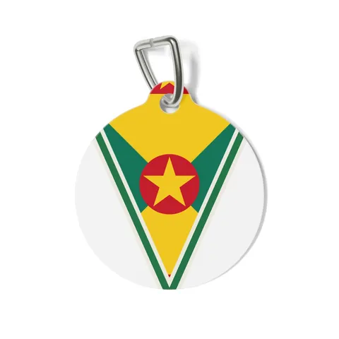 Grenada Red Green Gold Pattern Pet Tag — front view