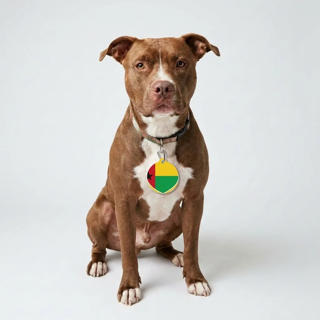 Guinea-Bissau Red Yellow Green Star Pet Tag — lifestyle view