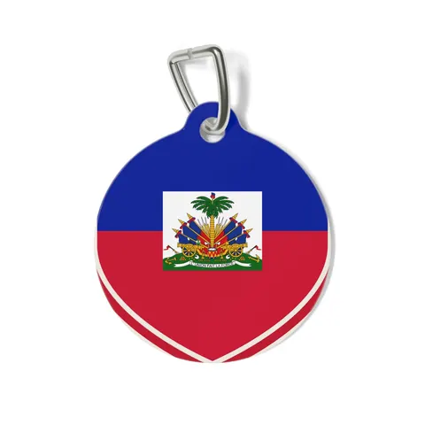 Haiti Blue Red Banner Pet Tag — front view